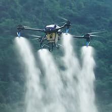 J100 full spray » AG Drones Canada spray drone is at full volume spray